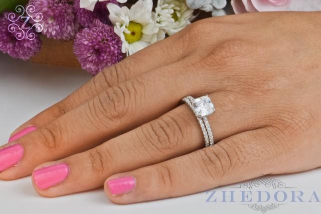 princess cut engagement ring set sterling silver with accent bridal set wedding set wedding band and ring by zhedora 2426910 weddbook - Princess Cut Wedding Rings Sets princess cut engagement ring set sterling silver with accent bridal set wedding set wedding band and ring by zhedora 2426910 weddbook - Princess Cut Wedding Rings Sets