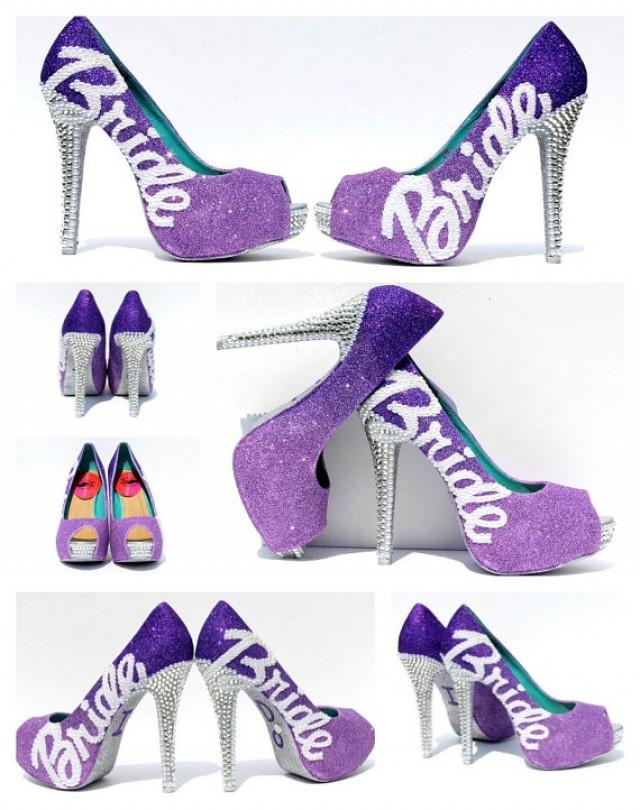 purple wedding heels for bride