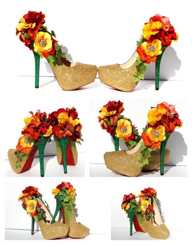 wedding photo - Fall Flower Heels that are Custom Made to your liking