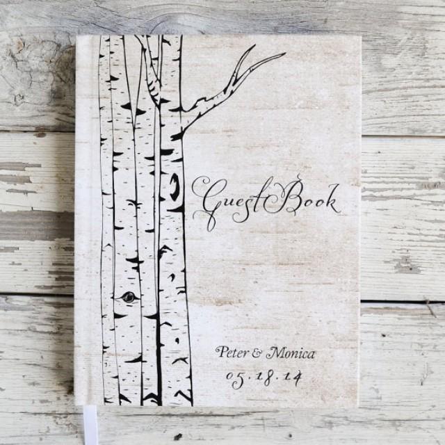 wedding photo - Wedding Guest Book Wedding Guestbook Custom Guest Book Personalized Customized trees woodland wedding birch bark keepsake gift tree book