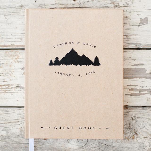 wedding photo - Wedding Guest Book Wedding Guestbook Custom Guest Book Personalized Customized custom design rustic guest book wedding gift mountain wedding