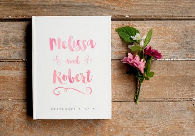 wedding photo - Wedding Guest Book Wedding Guestbook Custom Guest Book Personalized Customized custom design wedding gift keepsake watercolor blush pink