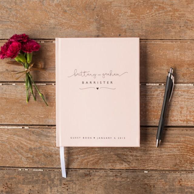 wedding photo - Wedding Guest Book Wedding Guestbook Custom Guest Book Personalized Customized custom design wedding gift keepsake blush pink modern rustic