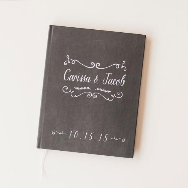 wedding photo - Chalkboard Wedding Guest Book wedding guestbook personalized chalk board wedding book engagement gift bridal shower sign in book rustic