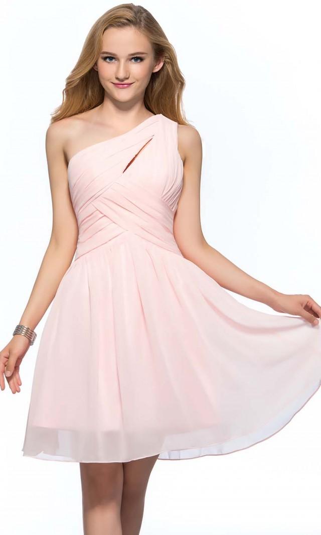wedding photo - Pink Keyhole One Shoulder Short Bridesmaid Dress UK KSP388 [KSP388] - £79.00 : Cheap Prom Dresses Uk, Bridesmaid Dresses, 2014 Prom & Evening Dresses, Look for cheap elegant prom dresses 2014, cocktail gowns, or dresses for special occasions? kissprom.co.