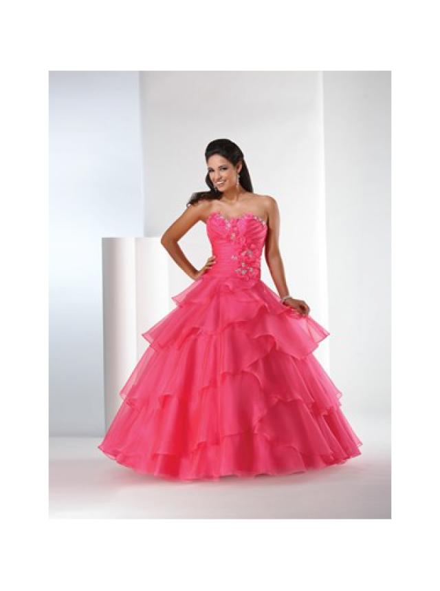 wedding photo - Ball Gown Sweetheart Natural Floor Length Sleeveless Beading Cascading Lace Up Organza Hot Pink Quinceanera / Prom / Homecoming / Evening Dresses By Bony 5201