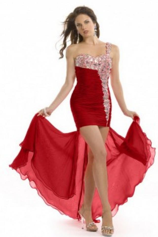 wedding photo - One-Shoulder Red Petite Prom Dresses