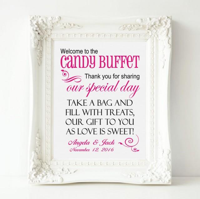 wedding photo - Personalized Welcome to the Candy Buffet Wedding 8" x 10" Sign - Printable file, Candy Bar Table