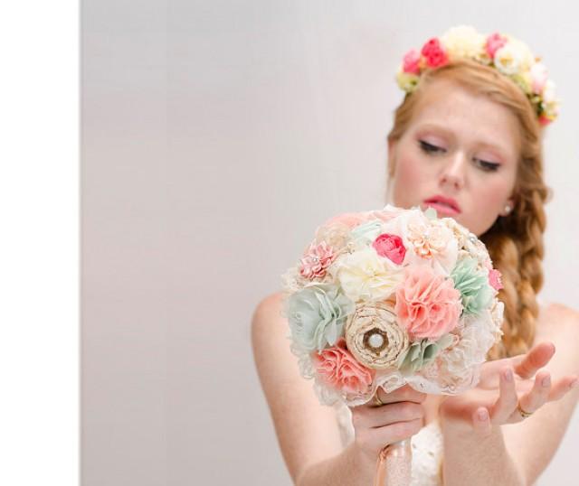 wedding photo - Bridal Bouquet, wedding bouquet, fabric flowers bouquet