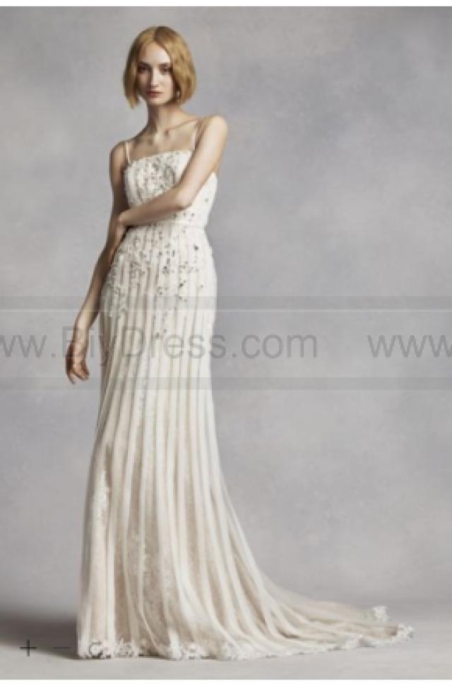 wedding photo - White by Vera Wang Spaghetti Strap Wedding Dress VW351269
