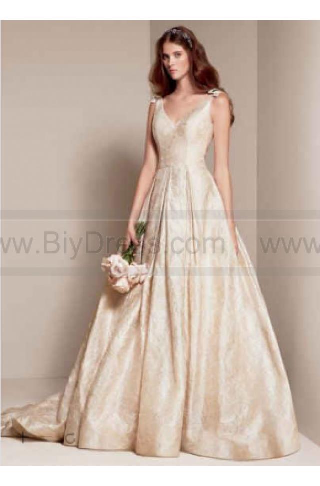 wedding photo - White by Vera Wang Floral Matelasse Wedding Dress VW351205