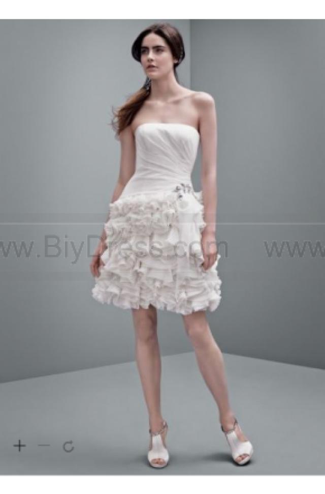 wedding photo - White by Vera Wang Short Chiffon Wedding Dress VW351216