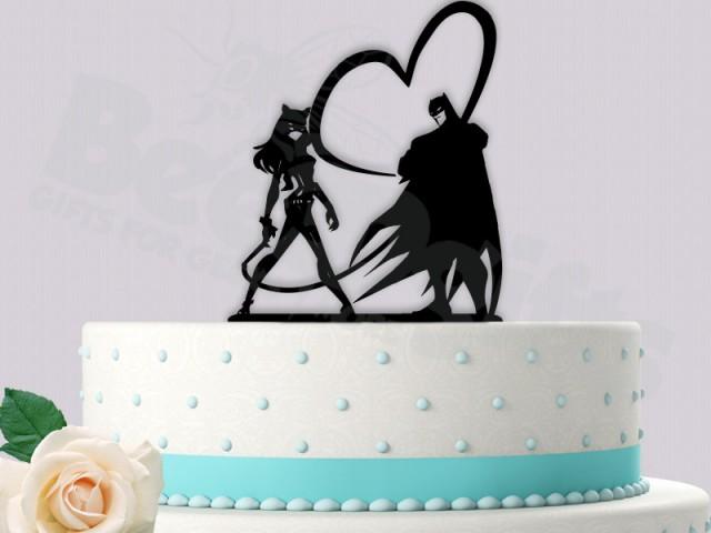 wedding photo - Batman and Cat Woman Whips of Love Cake Topper