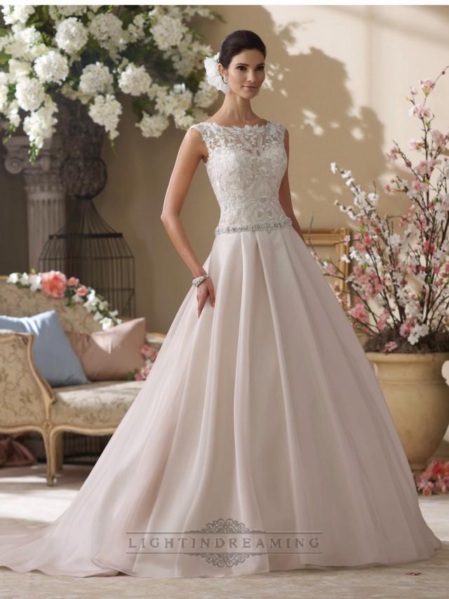 wedding photo - Illusion and Scalloped Lace Bateau Neckline A-line Wedding Dresses - LightIndreaming.com
