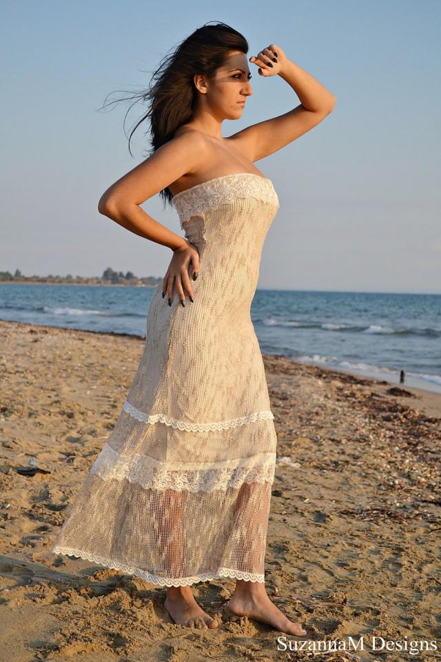 Ivory Lace And Net Bohemian Wedding Dress Bridal Wedding ...