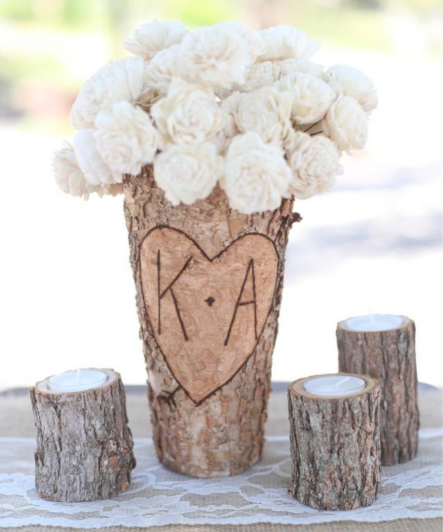 Personalized Birch Vase Rustic Custom Wedding Bridal Shower Christmas Gift Wedding Party Bridesmaids (FAMS1049)