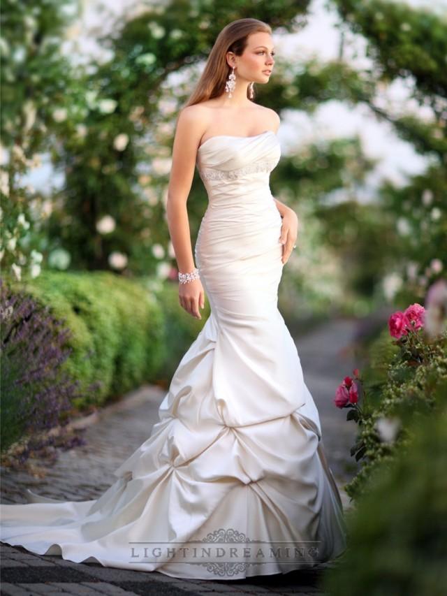 wedding photo - Elegant Strapless Mermaid Ruched Bodice Wedding Dresses - LightIndreaming.com