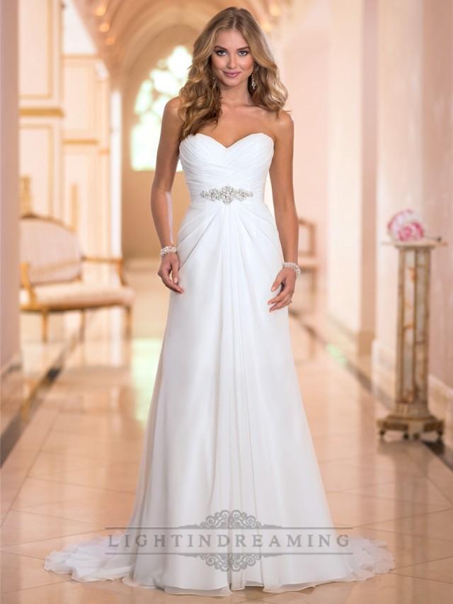 wedding photo - Sweetheart Criss-cross Ruched Bodice Simple Wedding Dresses - LightIndreaming.com