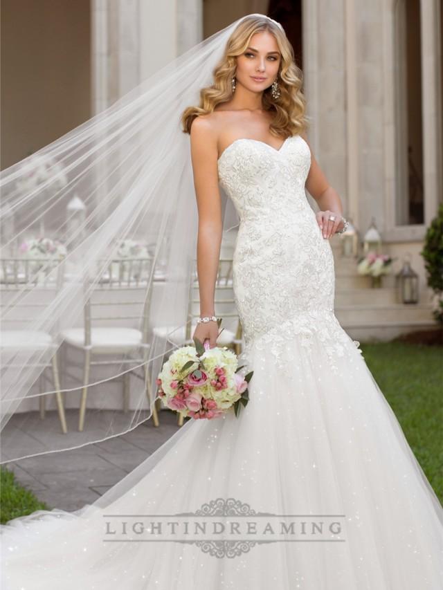 wedding photo - Fit and Flare Sweetheart Lace Appliques Crystal Beaded Wedding Dresses - LightIndreaming.com