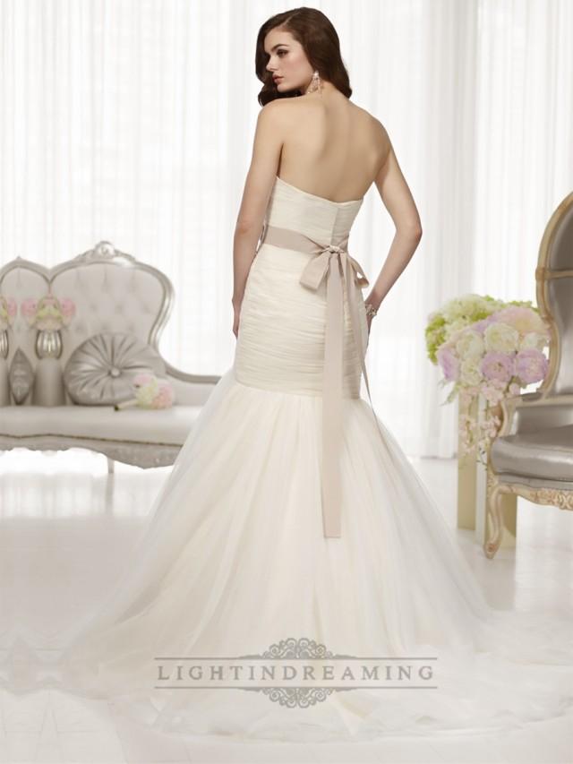 wedding photo - Fit and Flare Sweetheart Ruched Bodice Wedding Dresses with Detachable Beading Belt - LightIndreaming.com