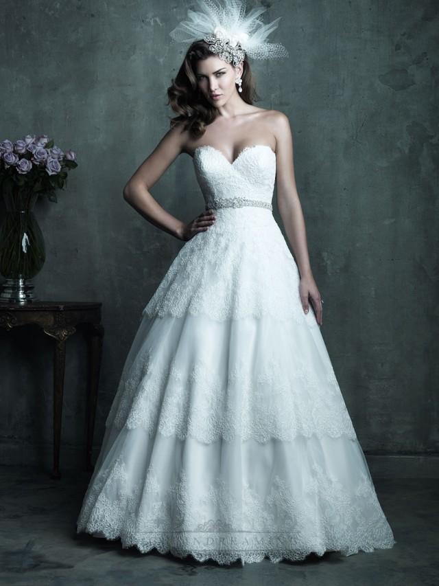wedding photo - Strapless Sweetheart Lace Layered Ball Gown Wedding Dresses - LightIndreaming.com
