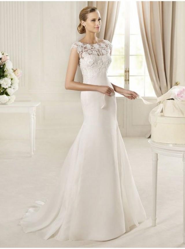 wedding photo - Jewel Neckline Mermaid Style with Exquisite Lace Back Wedding Dresses - LightIndreaming.com