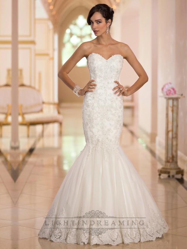 wedding photo - Elegant Sweetheart Handcrafted Lace Appliques Mermaid Designer Wedding Dresses - LightIndreaming.com