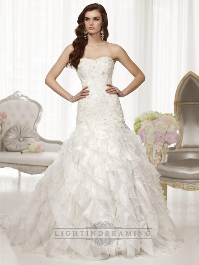 wedding photo - Fit and Flare Semi Sweetheart Neckline Wedding Dresses with Pleated Skirt - LightIndreaming.com