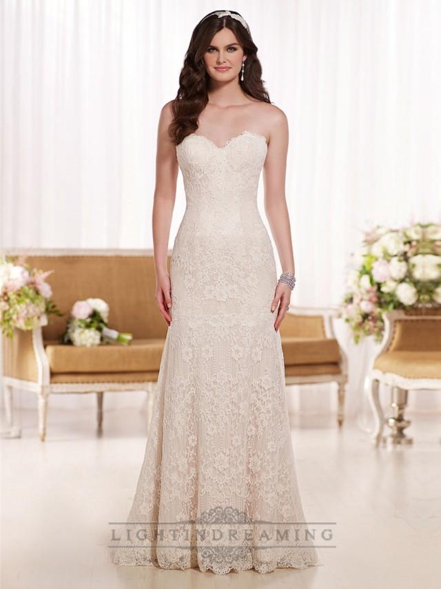 wedding photo - Scalloped Sweetheart A-line Lace Wedding Dresses - LightIndreaming.com