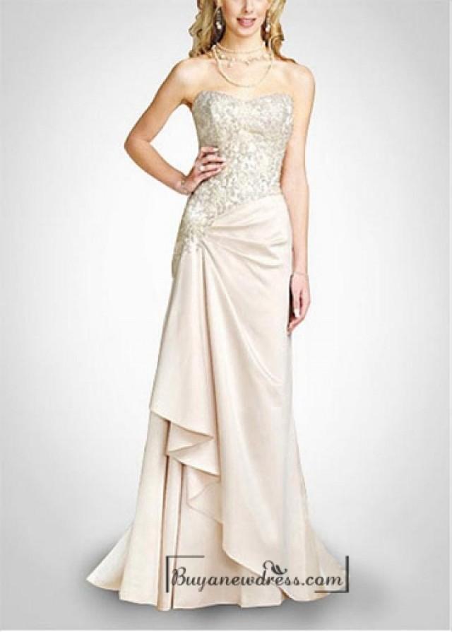 wedding photo - Beautiful Elegant Taffeta Sheath Strapless Wedding Dress In Great Handwork