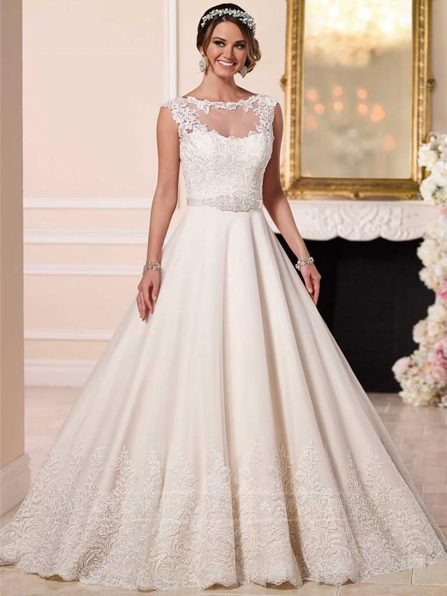 wedding photo - A-line Wedding Dresses with Detachalbe Illusion Lace Jacket - LightIndreaming.com