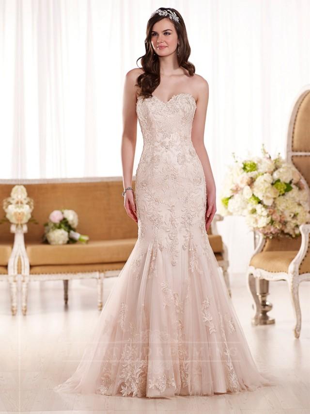 wedding photo - Fit and Flare Sweetheart Embroidered Lace Wedding Dress - LightIndreaming.com