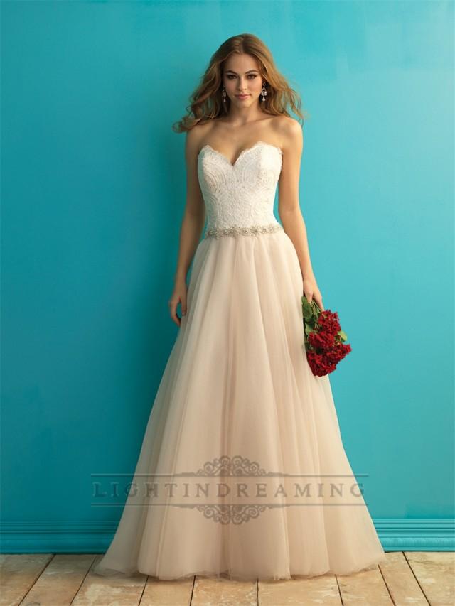 wedding photo - Strapless Sweetheart A-line Weding Dress with Beaded Belt - LightIndreaming.com