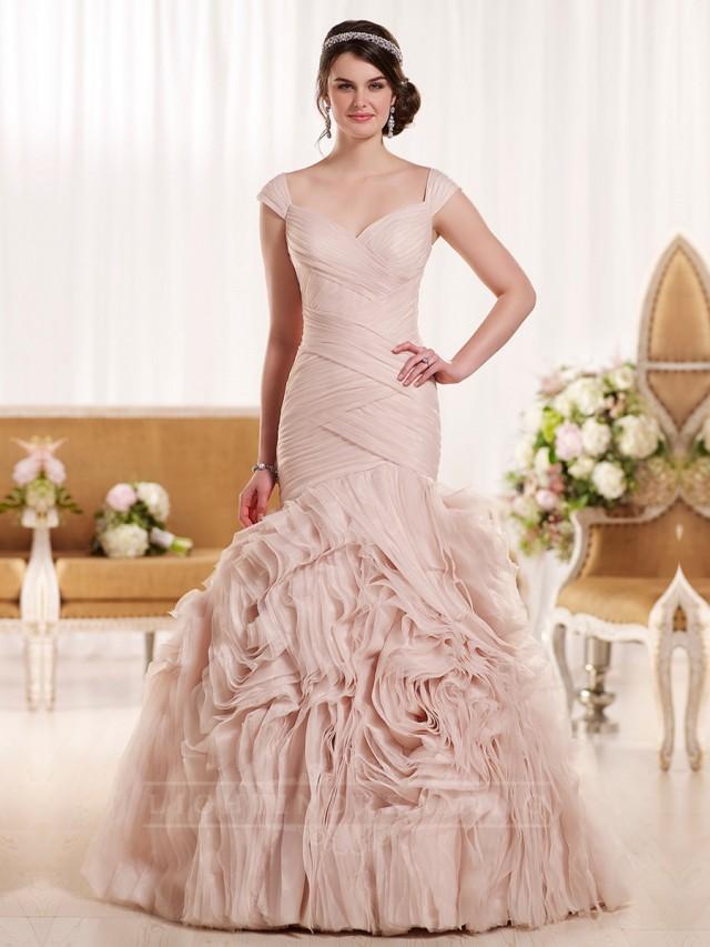 wedding photo - Straps Sweetheart Neckline Pleated Bodice Bold Wedding Dress - LightIndreaming.com