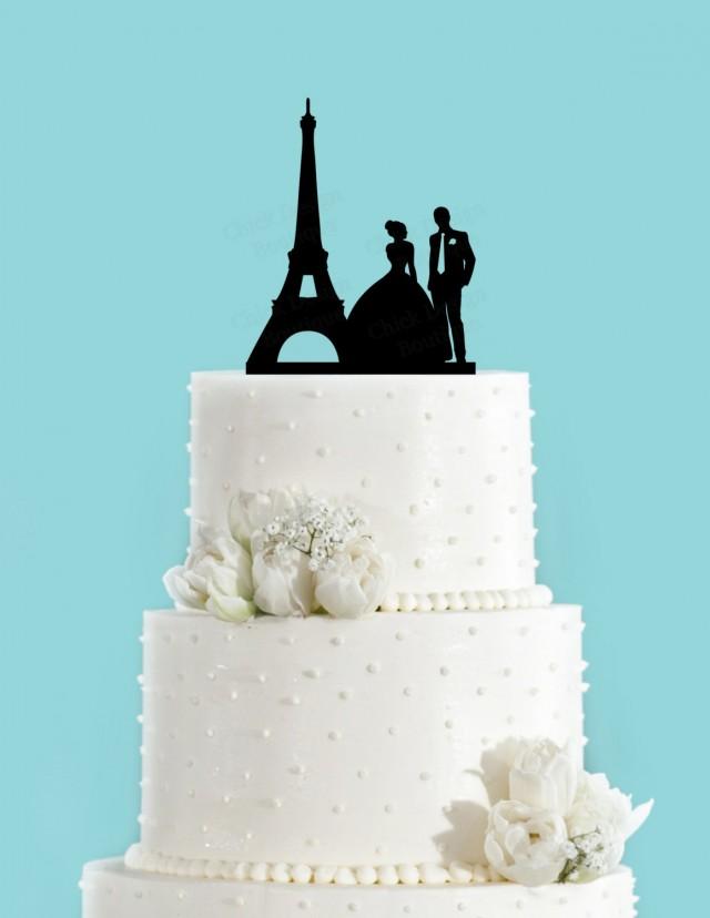 Paris Couple Bride and Groom French Wedding Acrylic Wedding Cake Topper