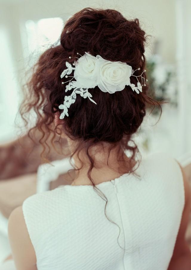 wedding photo - Bridal floral hair comb - Bridal hairpiece - Wedding headpiece