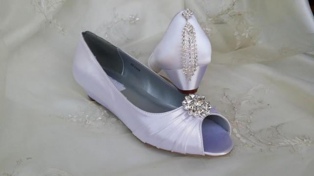 Wedding Shoes Wedge Shoes Bridal Bridal Shoes Wedges with Crystal Brooch Dyeable Shoes Pick Your color