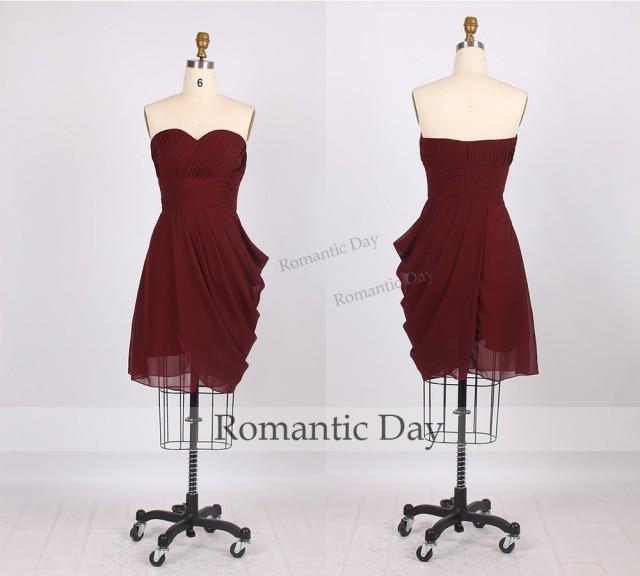 2015 Burgundy sweetheart A-Line Chiffon Short homecoming dress/Cocktail dresses/party dress/short prom dress party/plus size dress 0231