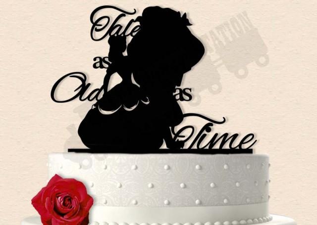 wedding photo - Beauty and the Beast Inspired Tale as Old as Time Wedding Cake Topper