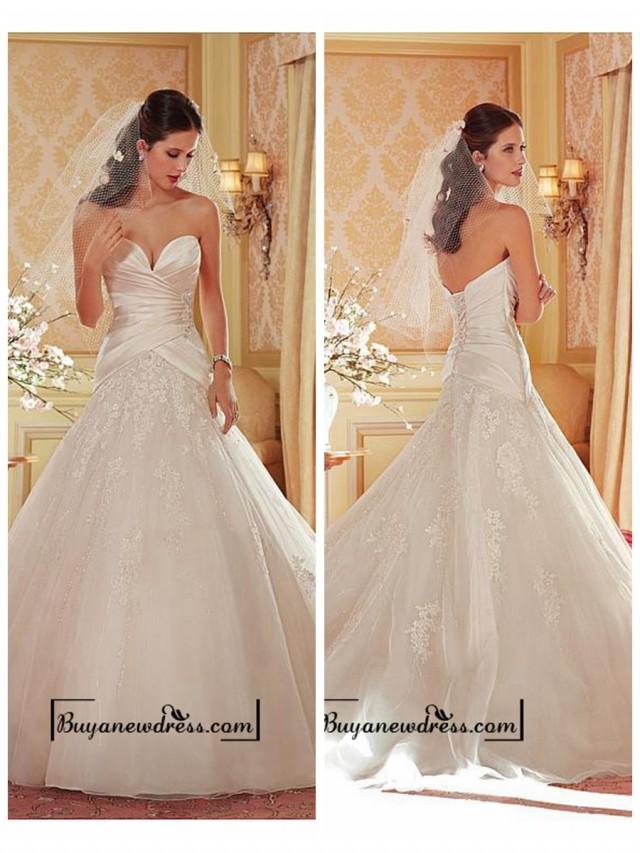 wedding photo - Alluring Organza & Tulle & Satin Sweetheart Neckline Natural Waistline Ball Gown Wedding Dress