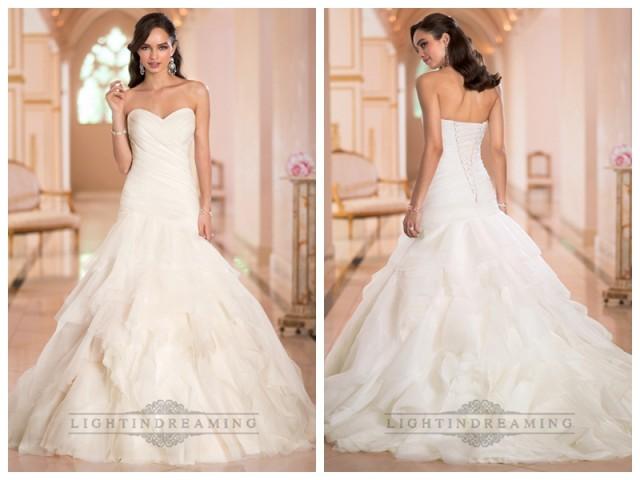 wedding photo - Sweetheart Ruched Bodice Pleated Wedding Dresses with Corset Back
