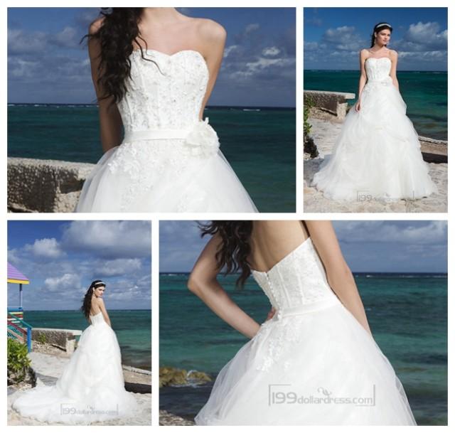 wedding photo - Sweetheart Neckline And Satin Belt Bubble Pick Up Tulle Ball Gown