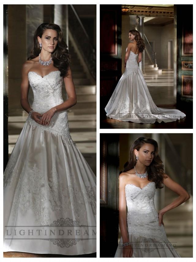 wedding photo - Strapless A-line Sweetheart Lace Applique Beaded Wedding Dresses