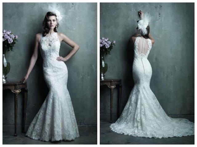 wedding photo - Gorgeous Sheer Illusion Neckline & Back Mermaid Lace Wedding Dresses