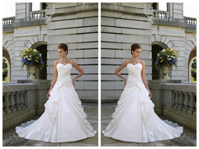 wedding photo - Strapless Luxurious Satin A-line Sweetheart Bridal Gown with Sweetheart Neckline