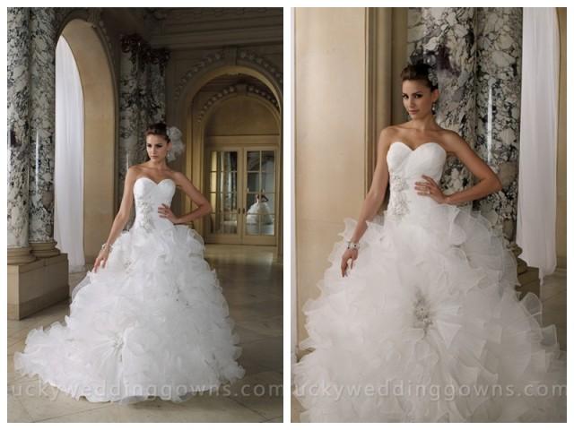 wedding photo - Tiered Crystal Pleated Organza Ruffled Full Skirt Wedding Dress