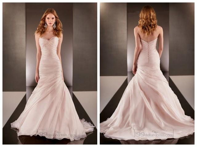 wedding photo - Fit and Flare Cross Sweetheart Neckline Ruched Bodice Wedding Dresses