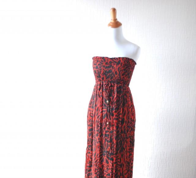 RED CHIFFON dress ~ Leopard dress ~ Maxi  dress ~ Summer dress ~ Maturity dress ~ Evening dress ~ Vine dress ~ Black dress~Strapless dress~