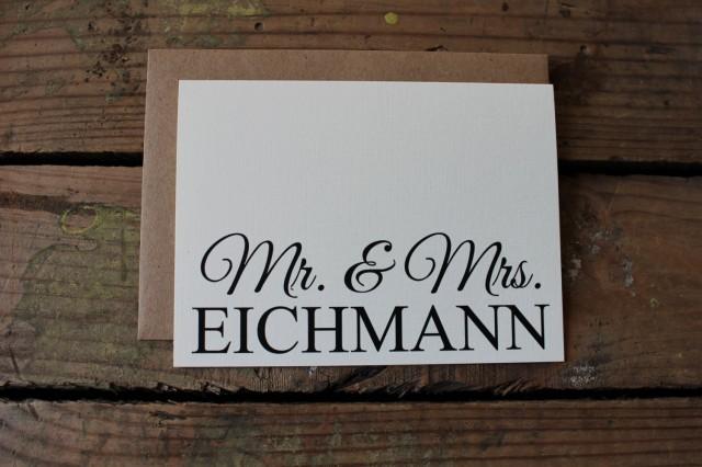 Wedding Thank You Cards with Envelopes / Custom New Last Name / Shower / Couples / Set of 10