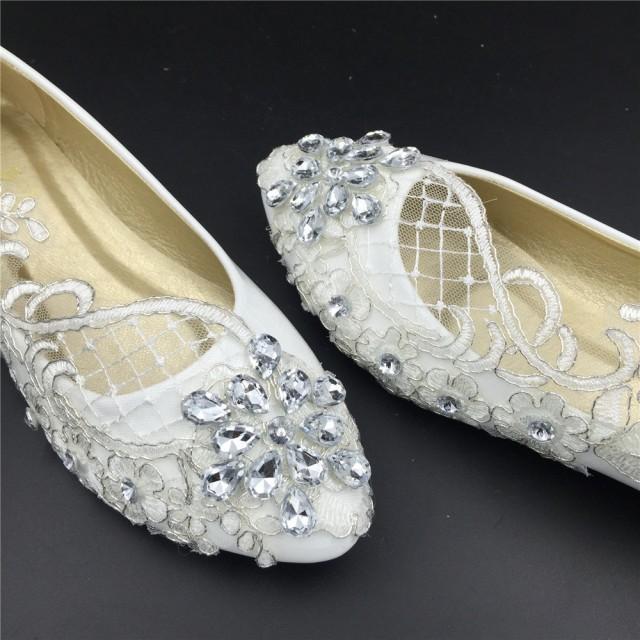 Wedding Flats,Bridal Ballet Shoes,Comfortable Flats,Lace Shoes Womens Wedding Shoes,Girls Wedding Shoes,Full Sizes